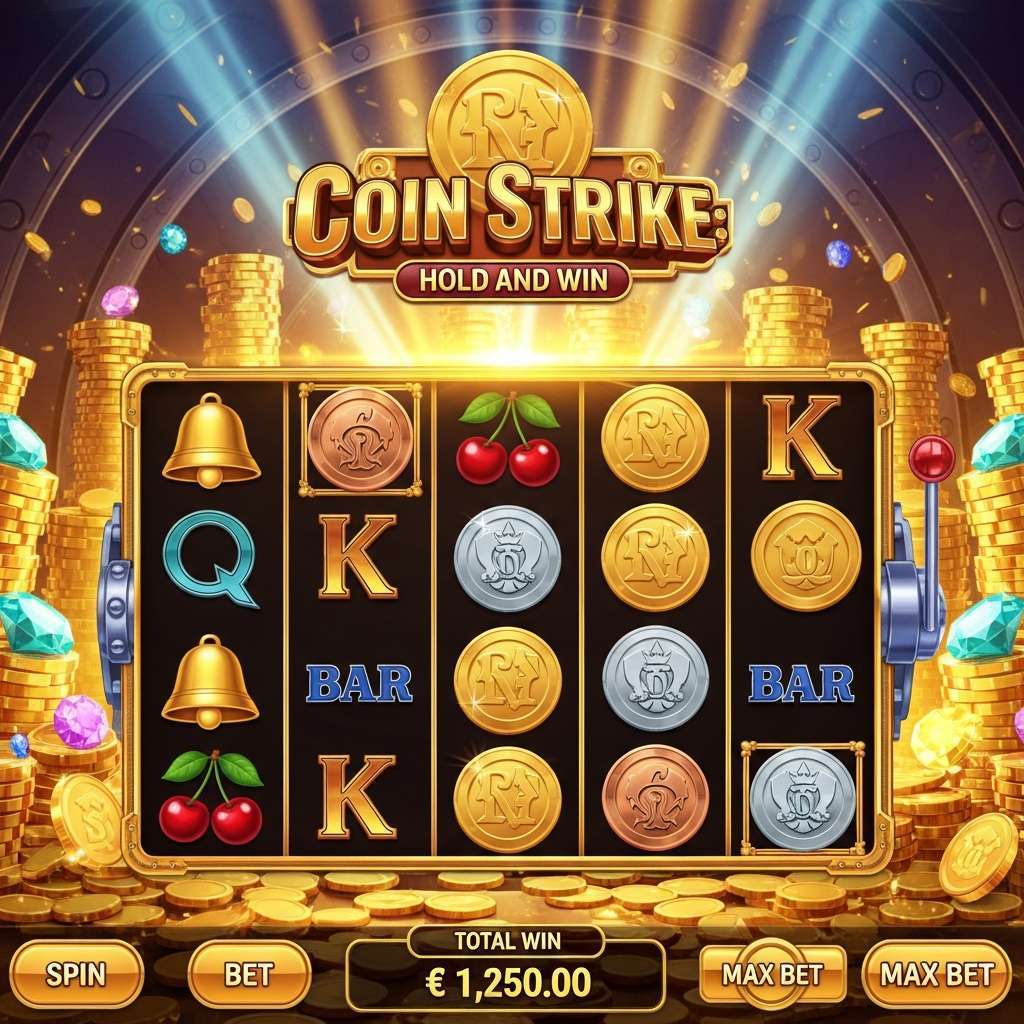 Coin Strike: Hold and Win Gracze w pokera przy stole kasynowym z żetonami i kartami